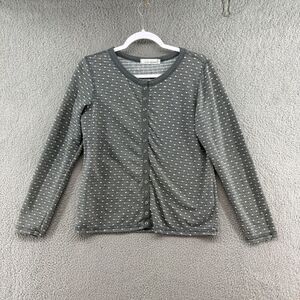 Cut Loose Gray Polka Dot Snap Front Long Sleeve Top Size Small